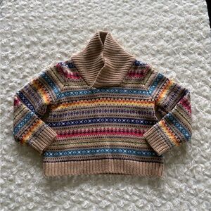 18-24 Months Janie and Jack Tan Knit Shawl Collar Sweater